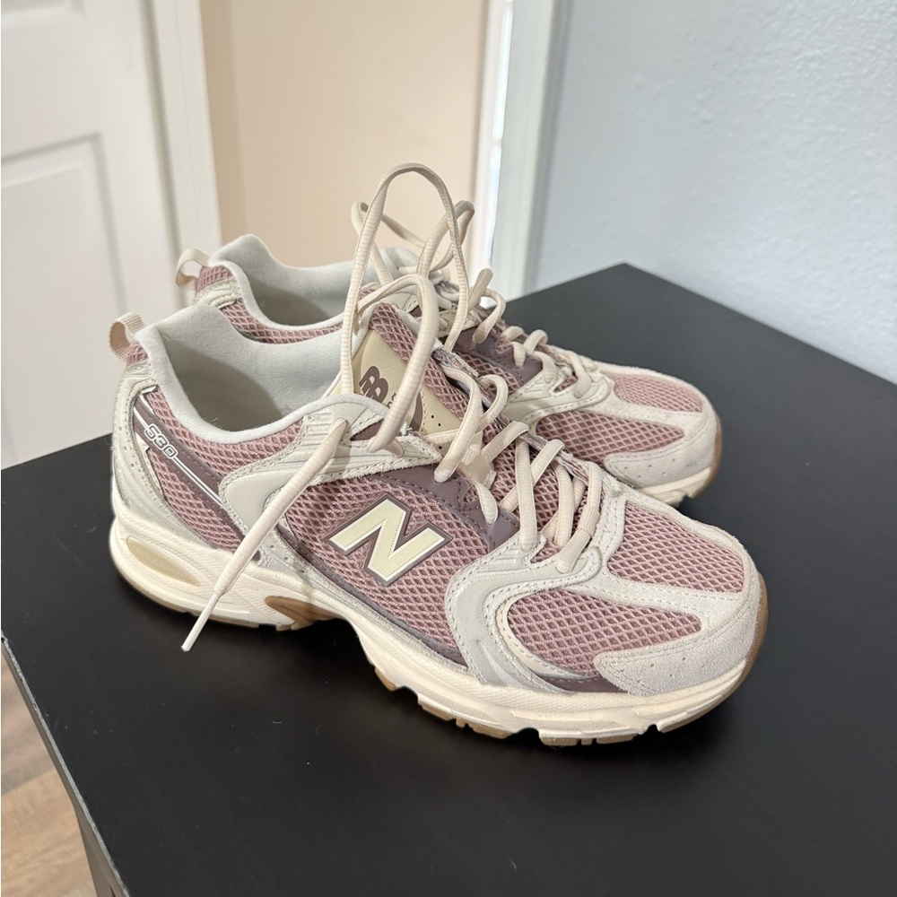New Balance Women's Pink and Cream Sneakers - Picture 1 of 5